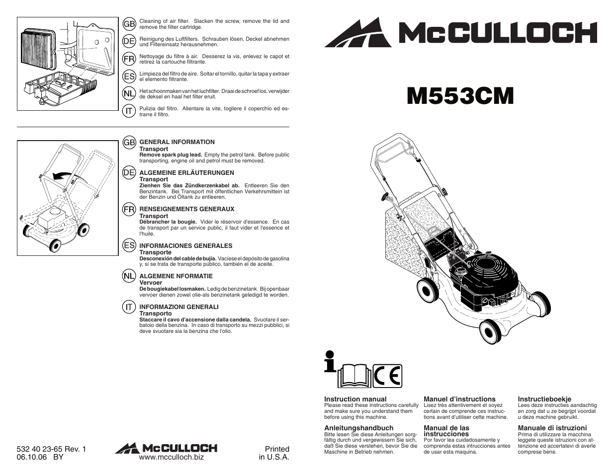 McCulloch M553CM User Manual | 10 pages