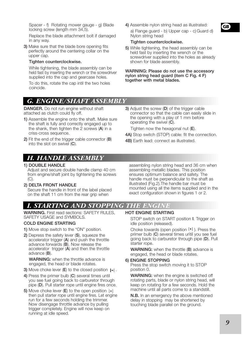 G. engine/shaft assembly | McCulloch Euromac D380/38cc User Manual | Page 11 / 13