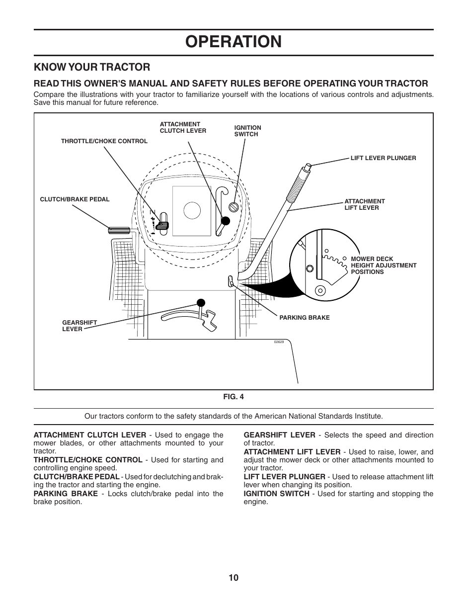 Operation, Know your tractor | McCulloch MC1136B User Manual | Page 10 / 44