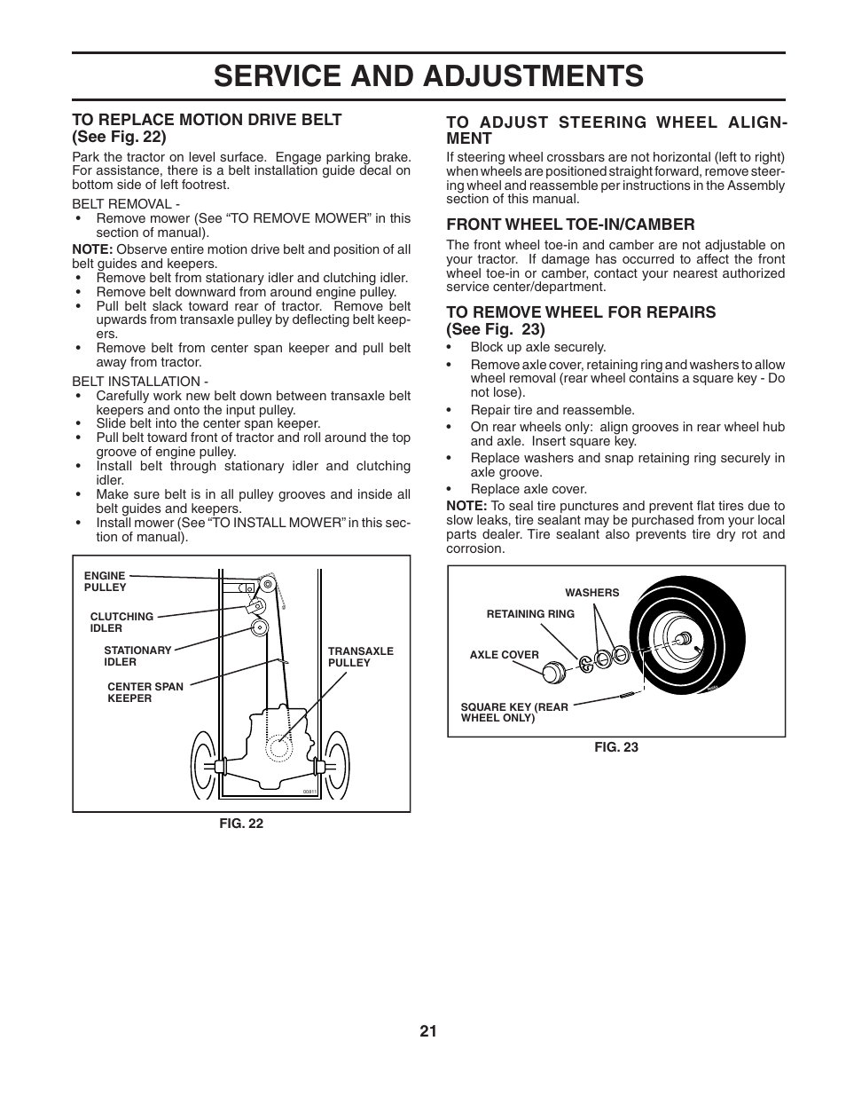 Service and adjustments | McCulloch MC1136B User Manual | Page 21 / 44