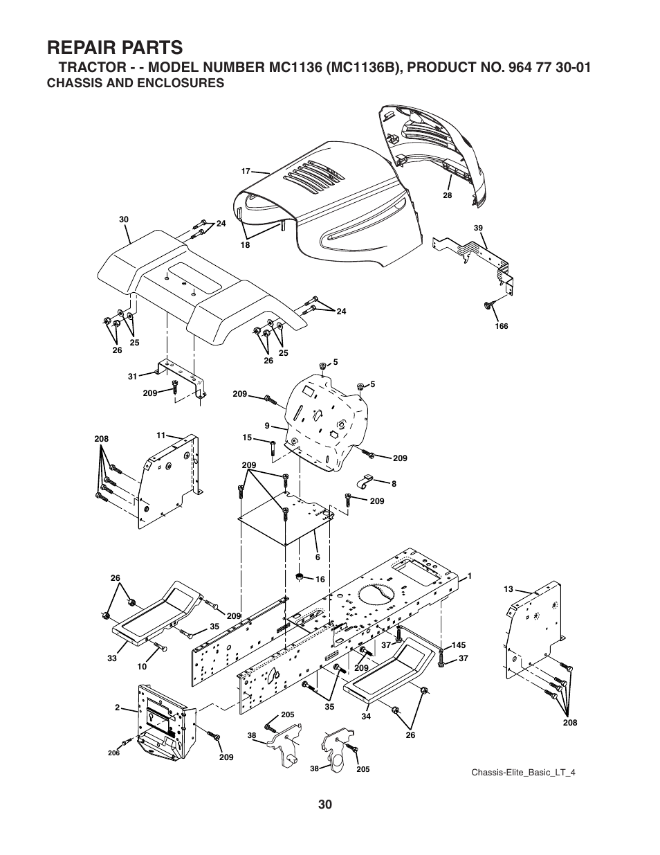 Repair parts, Chassis and enclosures | McCulloch MC1136B User Manual | Page 30 / 44