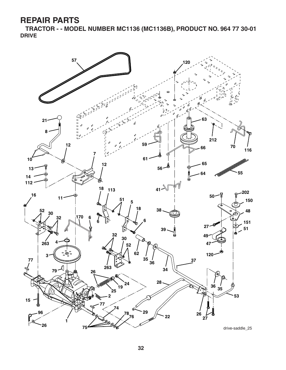 Repair parts, Drive | McCulloch MC1136B User Manual | Page 32 / 44