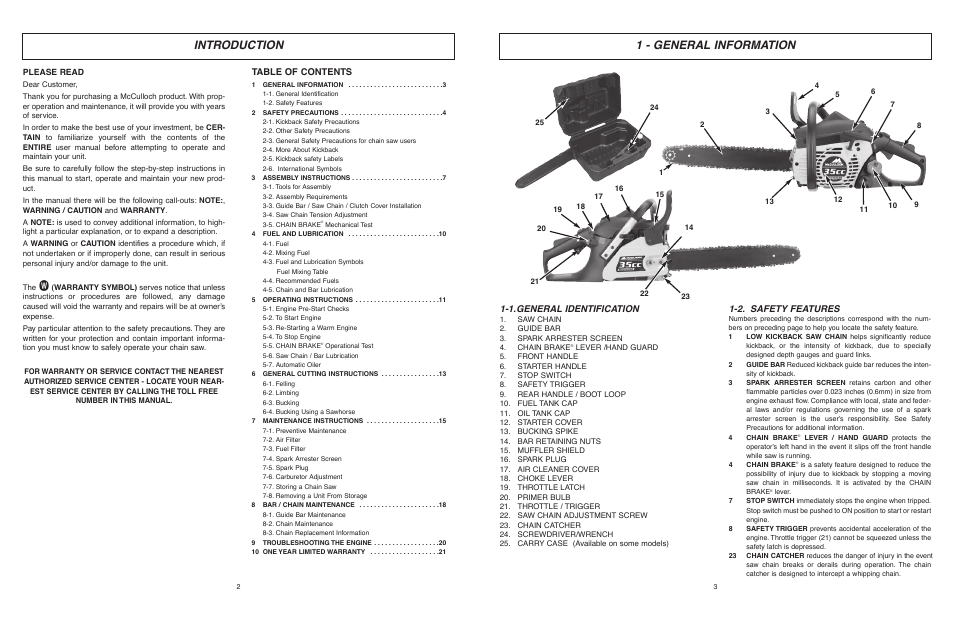 McCulloch MCC1635AK-CA User Manual | Page 2 / 37