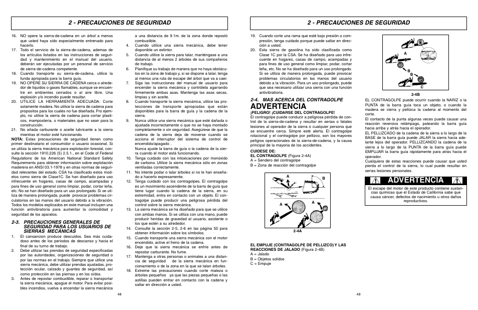 Advertencia, 2 - precauciones de seguridad | McCulloch MCC1635AK-CA User Manual | Page 25 / 37