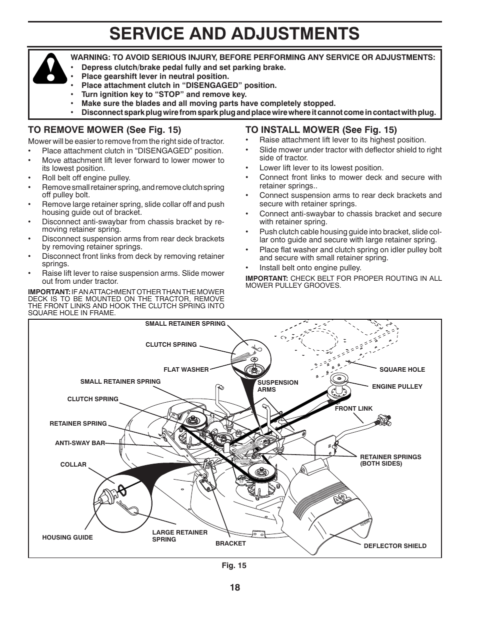 Service and adjustments | McCulloch 96012010400 User Manual | Page 18 / 28