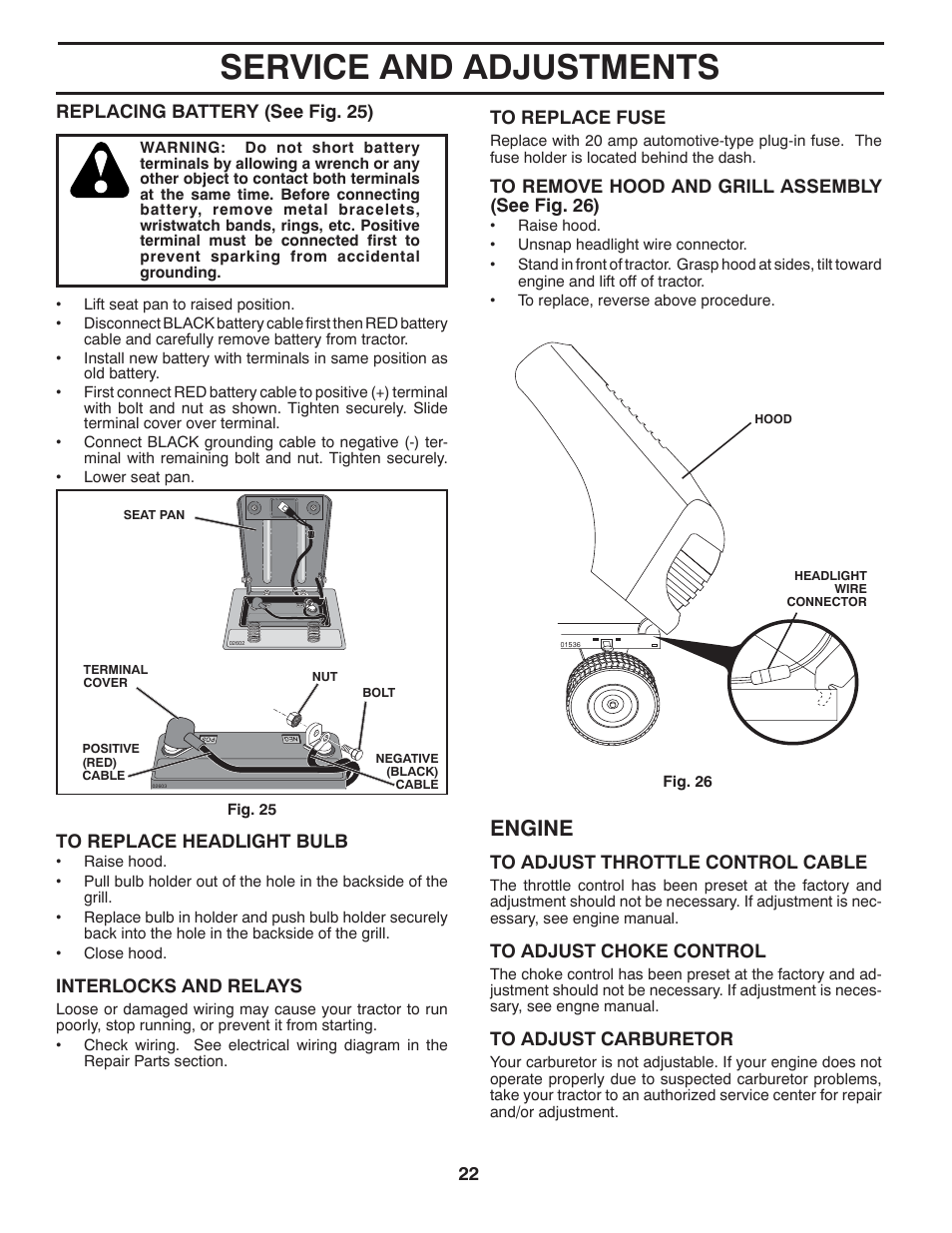 Service and adjustments, Engine | McCulloch 96012010400 User Manual | Page 22 / 28