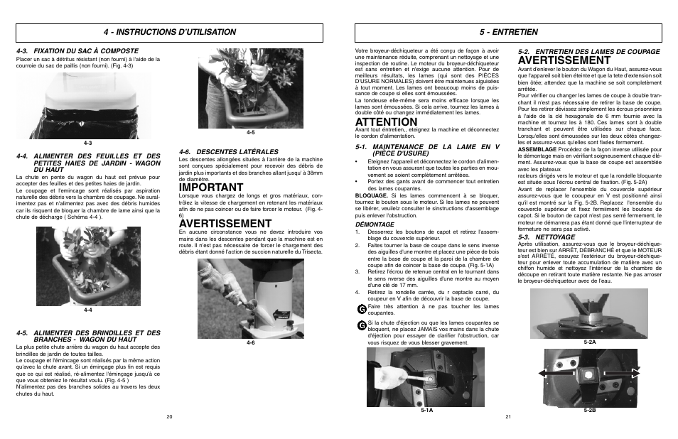 Important, Avertissement, Attention | 4 - instructions d’utilisation, 5 - entretien | McCulloch MCS2001 User Manual | Page 11 / 20