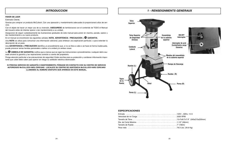 Introduccion 1 - renseignments generaux | McCulloch MCS2001 User Manual | Page 13 / 20