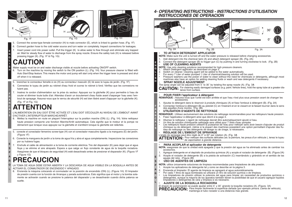 Attention, Precaucion, Caution | McCulloch FHH16J User Manual | Page 7 / 9