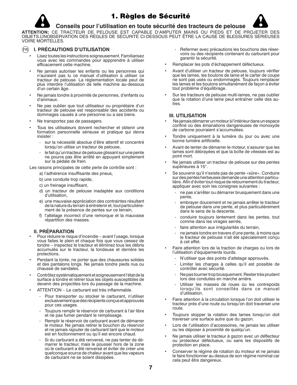 Règles de sécurité | McCulloch M200117H User Manual | Page 7 / 84