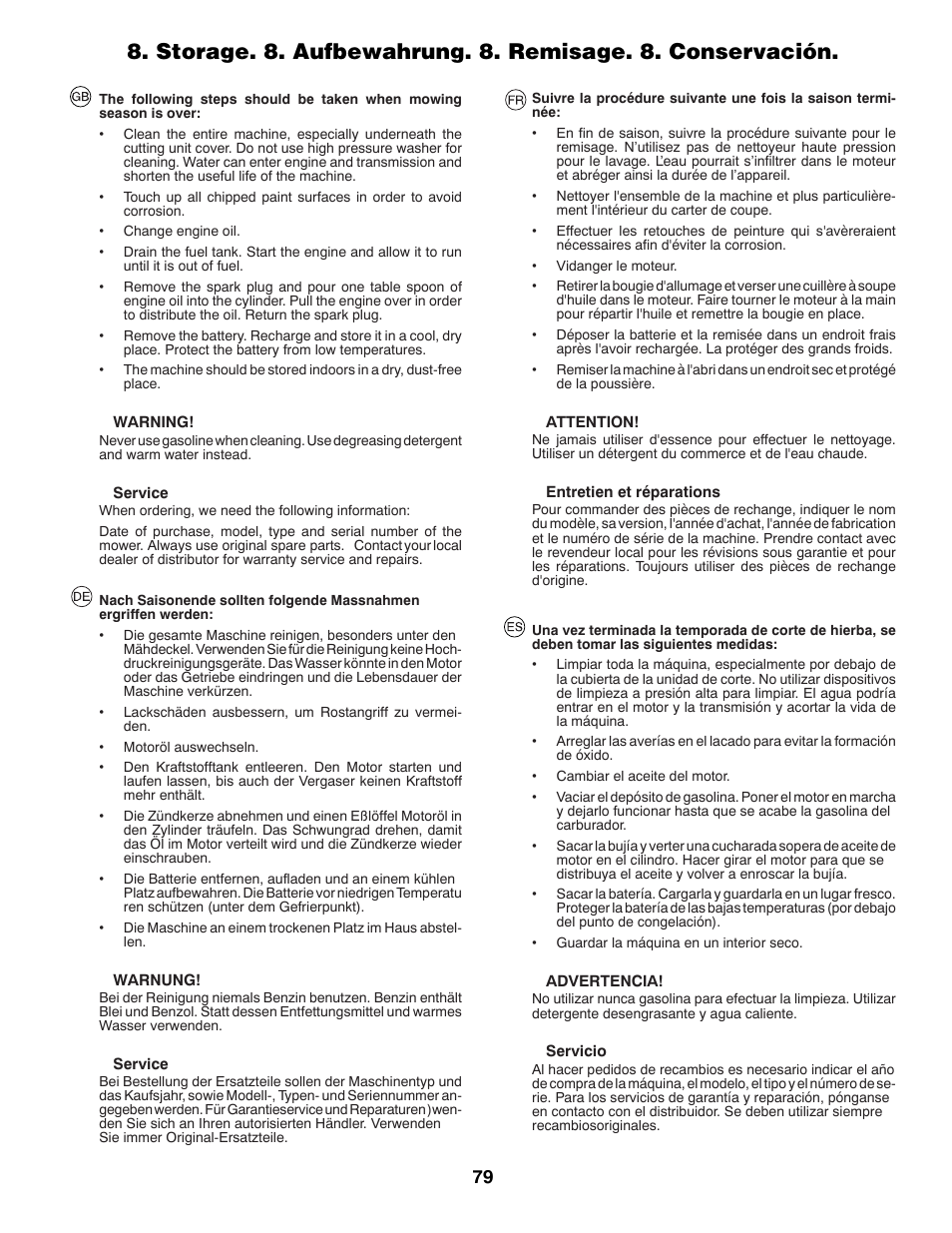McCulloch M200117H User Manual | Page 79 / 84