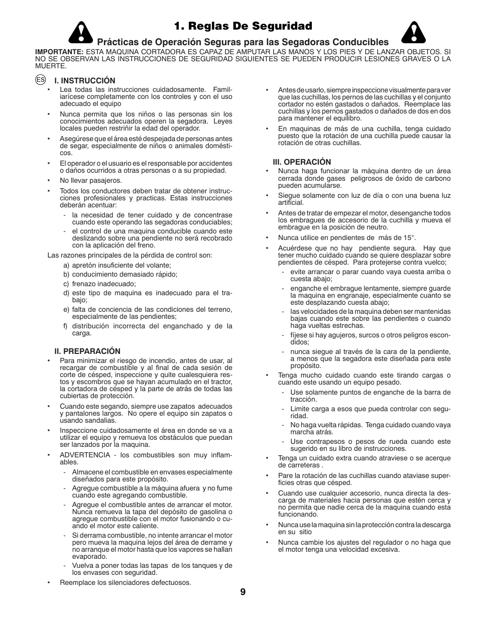 Reglas de seguridad | McCulloch M200117H User Manual | Page 9 / 84
