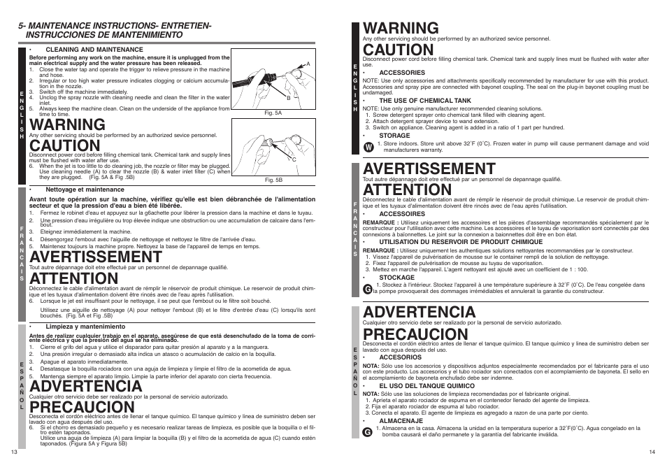 Warning, Caution, Avertissement | Attention, Advertencia, Precaucion | McCulloch 966989801 User Manual | Page 8 / 8