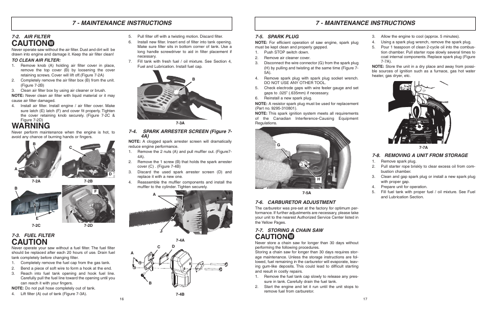 Caution, Warning, 7 - maintenance instructions | McCulloch EBC1640BK-CA User Manual | Page 9 / 38