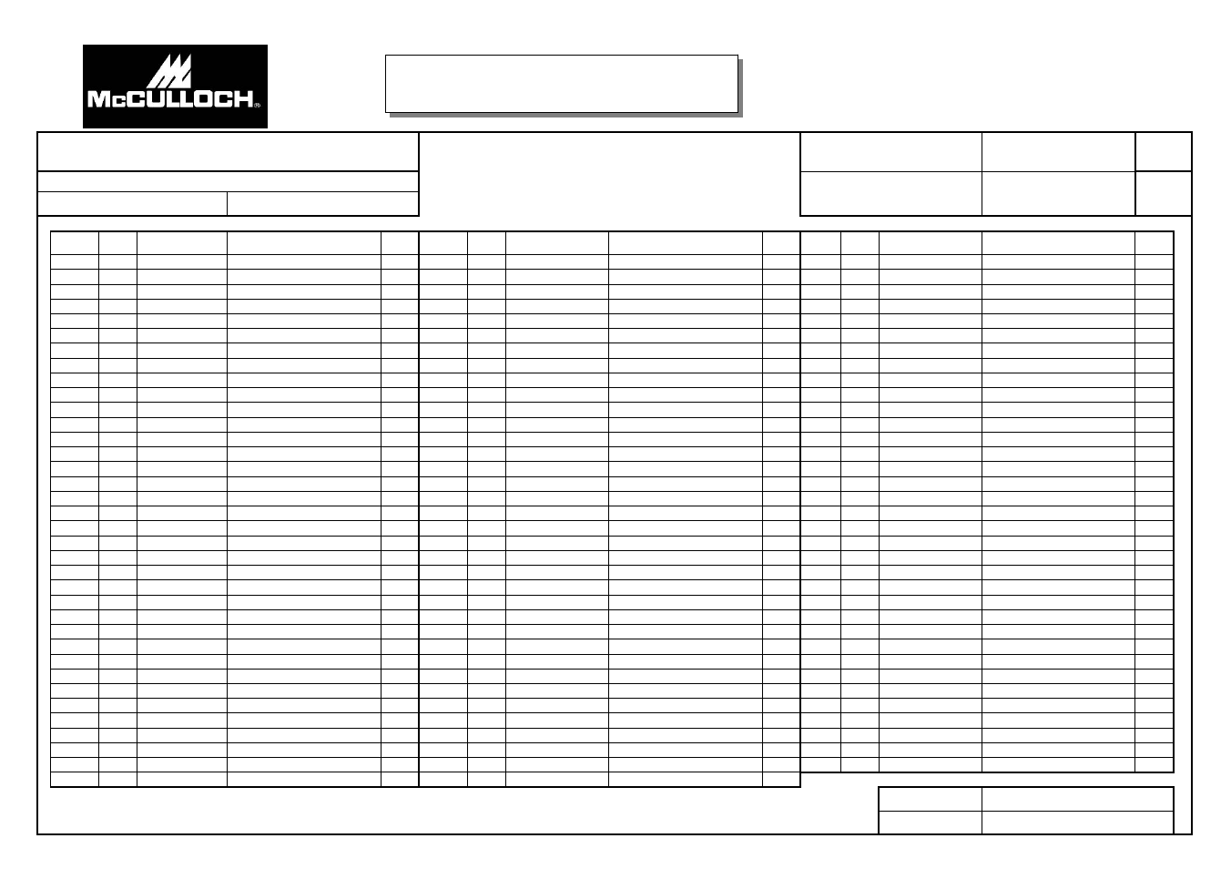 Service spare parts list, 32cc blower / vac | McCulloch 41BS321G077 User Manual | Page 2 / 2