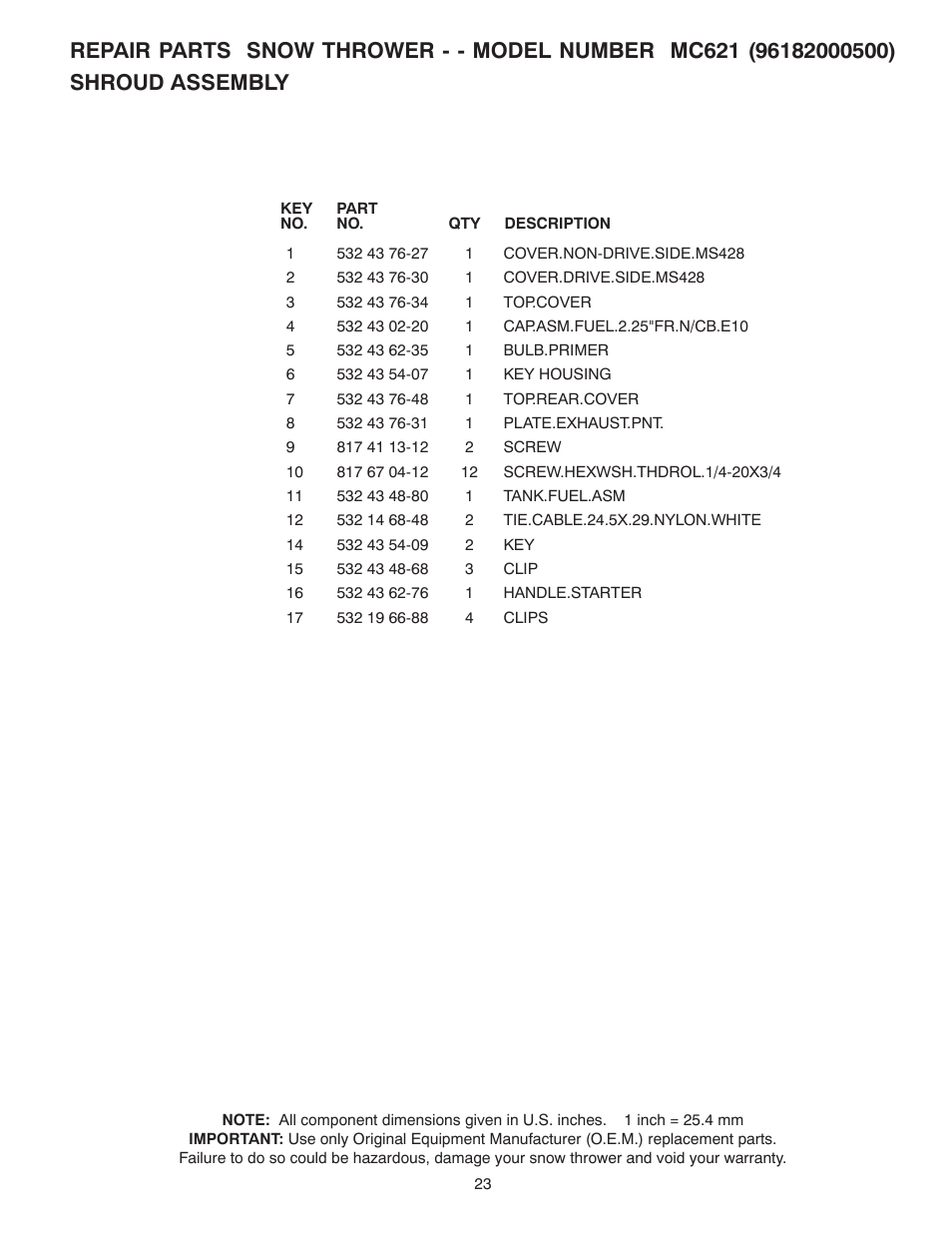 McCulloch 96182000500 User Manual | Page 23 / 30
