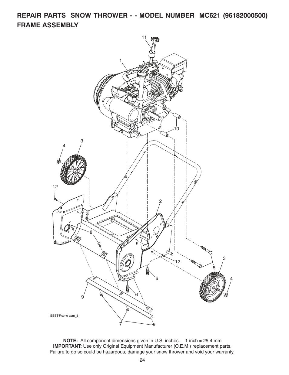 Frame assembly | McCulloch 96182000500 User Manual | Page 24 / 30