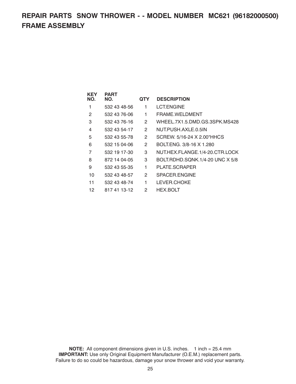 McCulloch 96182000500 User Manual | Page 25 / 30