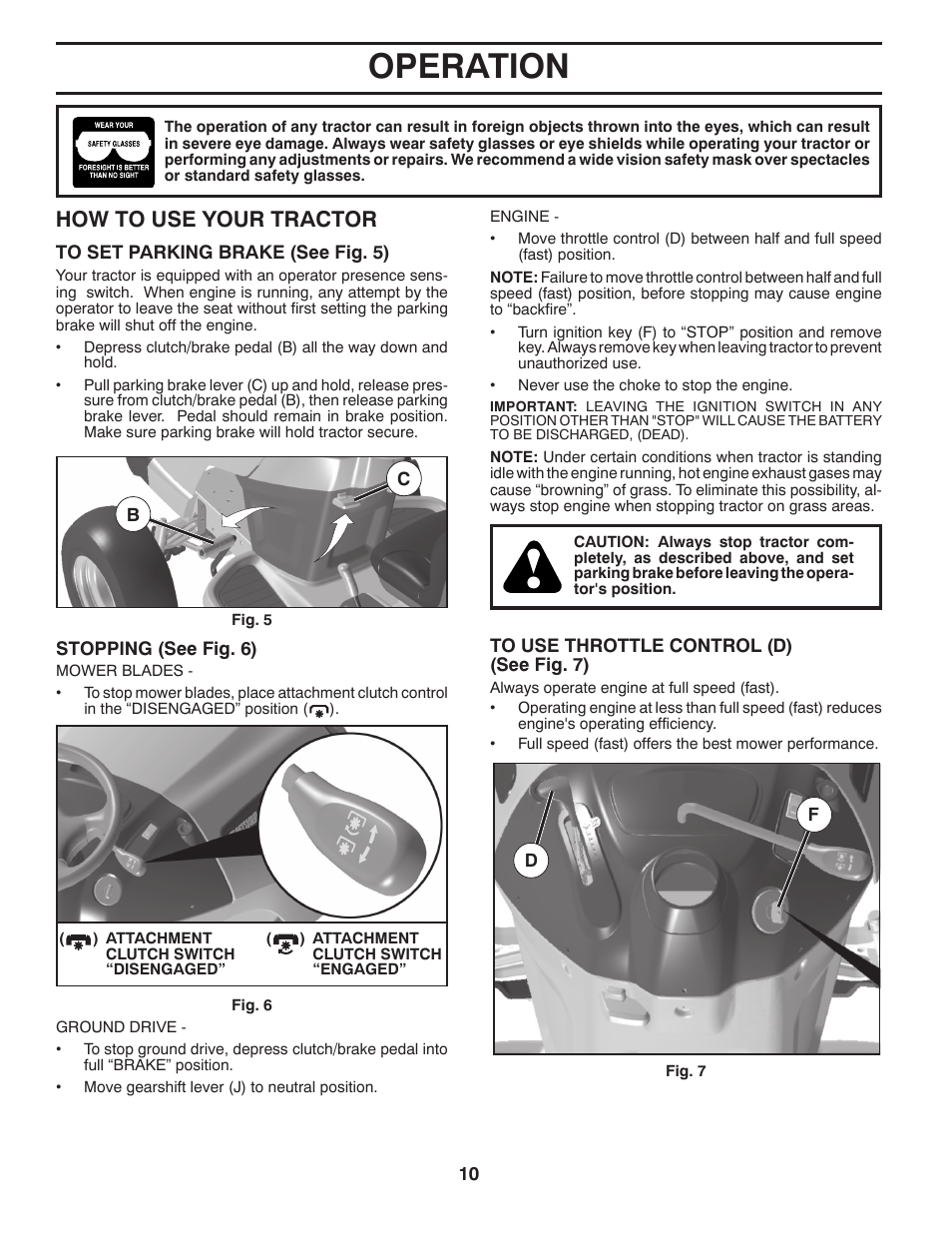 Operation, How to use your tractor | McCulloch 96041017700 User Manual | Page 10 / 28