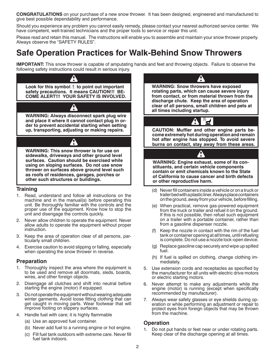 Safe operation | McCulloch 96188000400 User Manual | Page 2 / 30