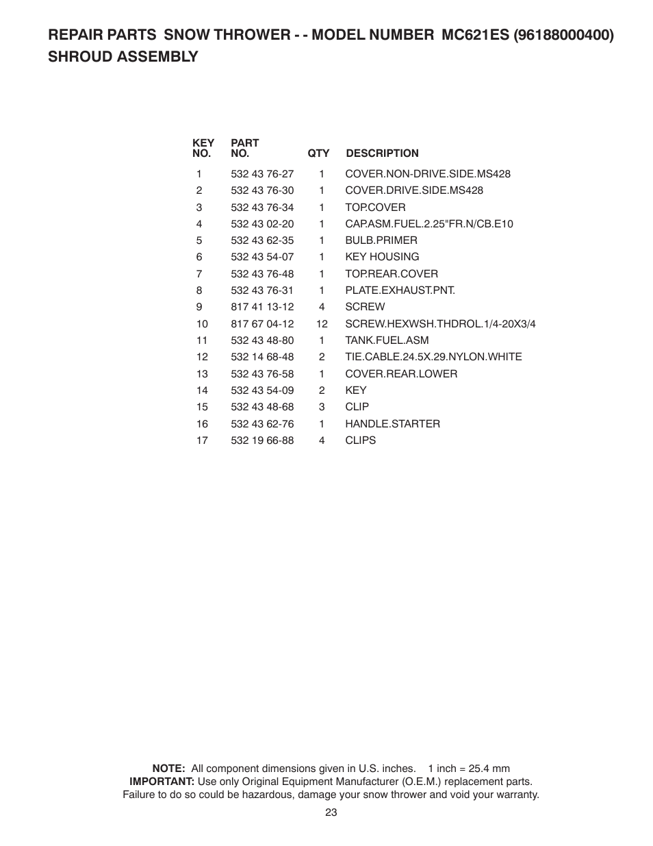 McCulloch 96188000400 User Manual | Page 23 / 30