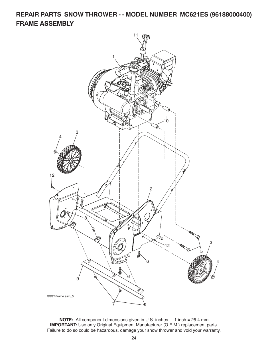 Frame assembly | McCulloch 96188000400 User Manual | Page 24 / 30