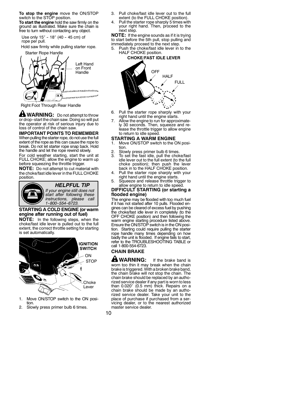 Warning, Helpful tip | McCulloch MC3516 User Manual | Page 10 / 20