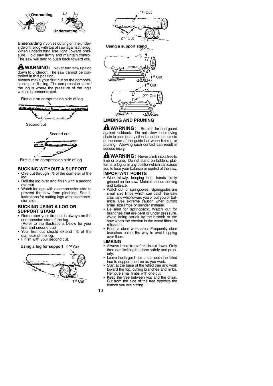 Warning | McCulloch MC3516 User Manual | Page 13 / 20