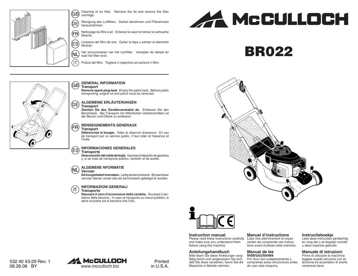 McCulloch BR022 User Manual | 10 pages