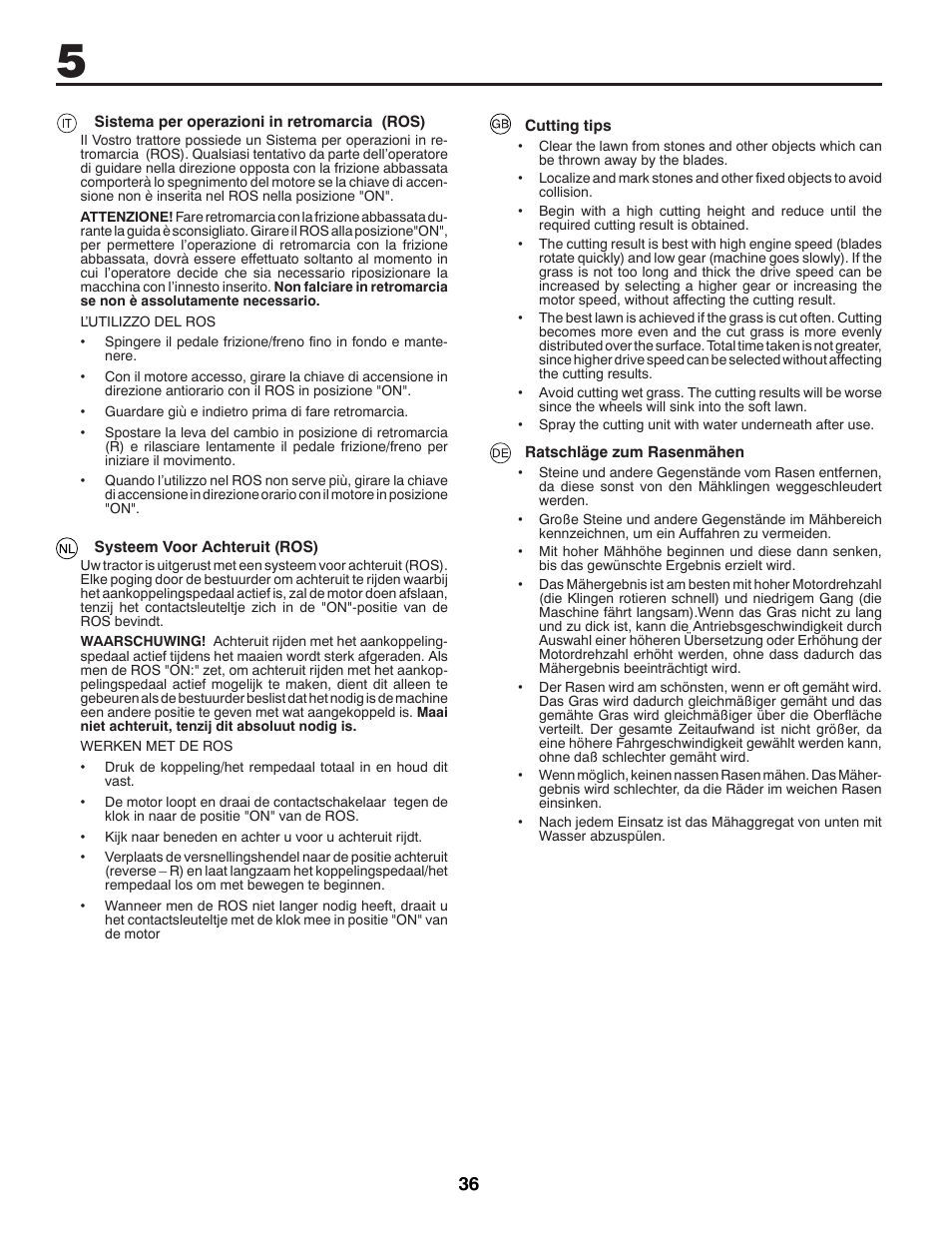 McCulloch 532 43 55-83 Rev. 1 User Manual | Page 36 / 76