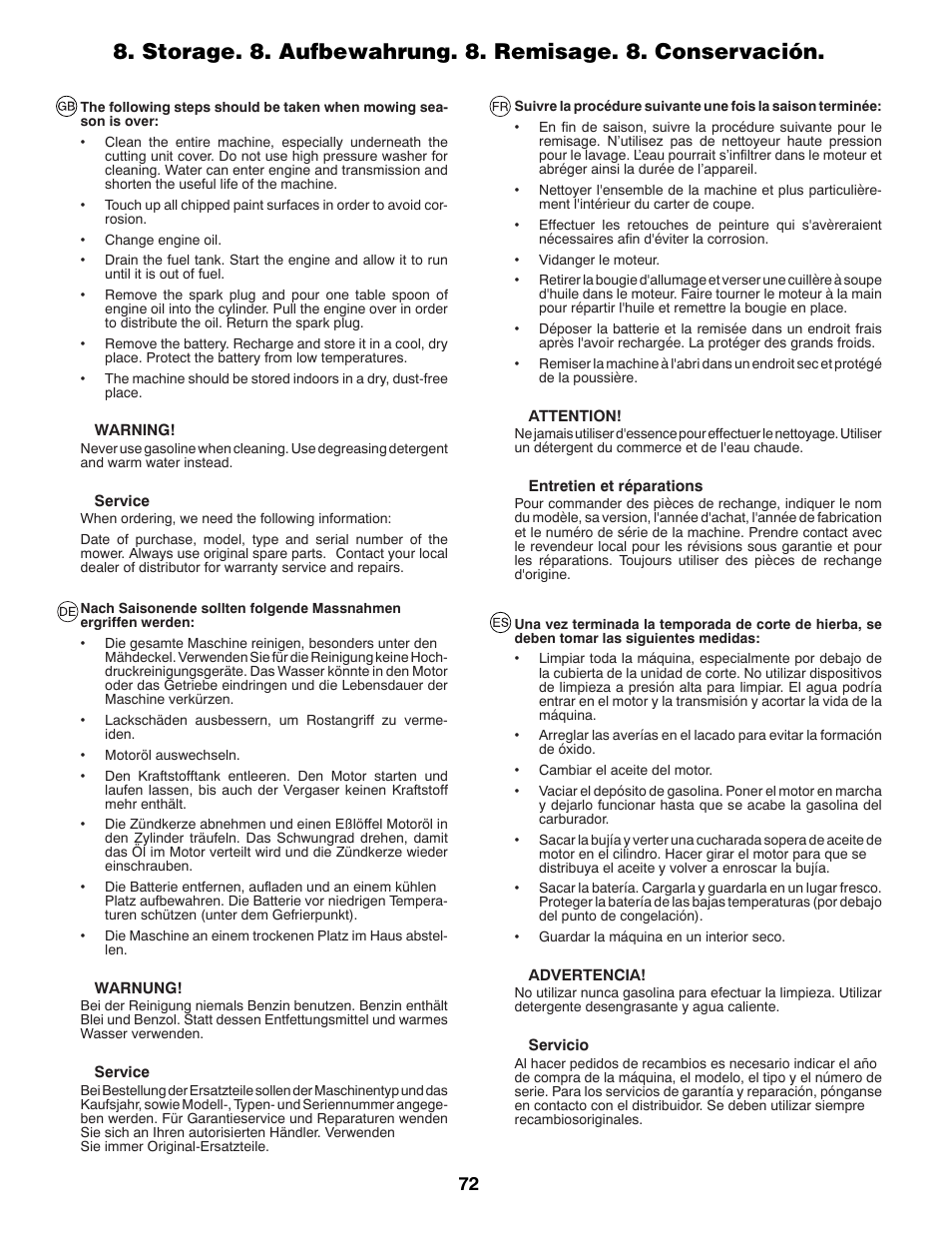 McCulloch 532 43 55-83 Rev. 1 User Manual | Page 72 / 76