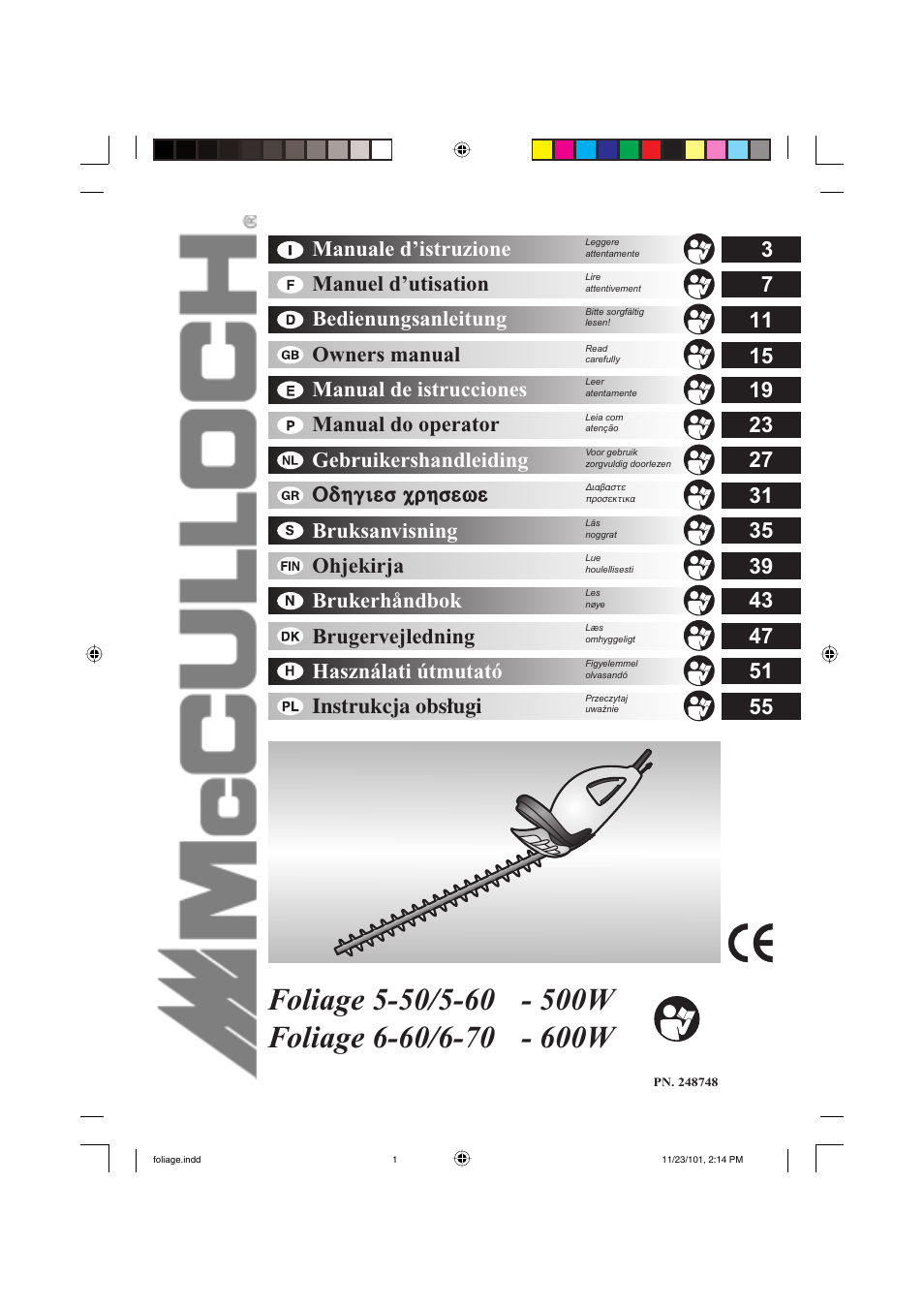 McCulloch Foliage 5-50 User Manual | 60 pages