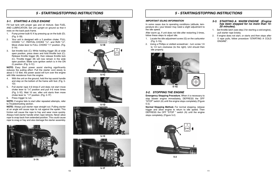 5 - starting/stopping instructions | McCulloch Air Stream ASB3206-CA User Manual | Page 6 / 27