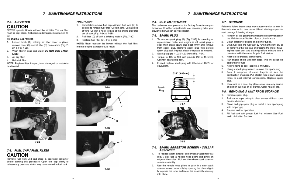 Caution, 7 - maintenance instructions | McCulloch Air Stream ASB3206-CA User Manual | Page 8 / 27