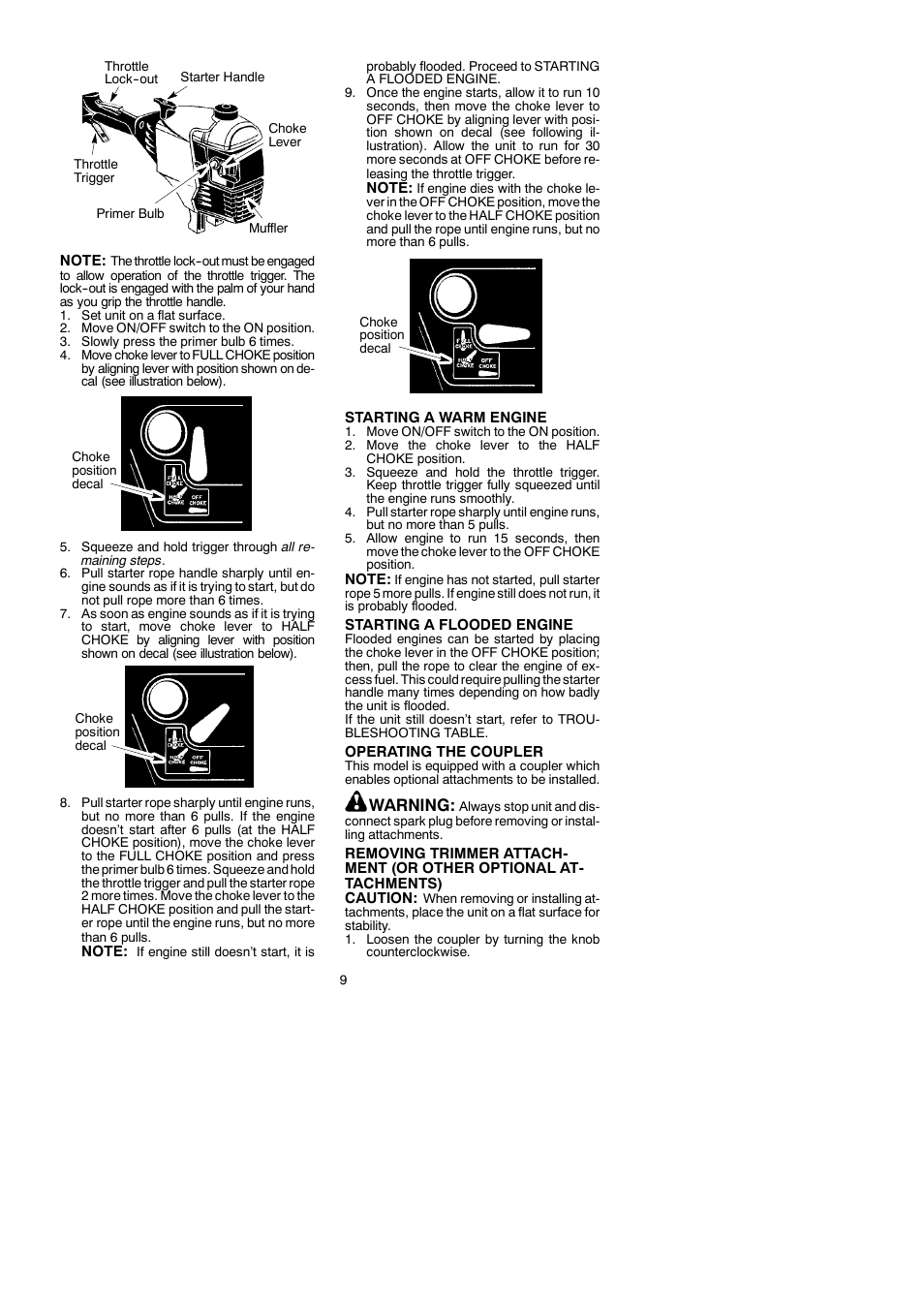 Warning | McCulloch TRIMMAC 281 User Manual | Page 9 / 15