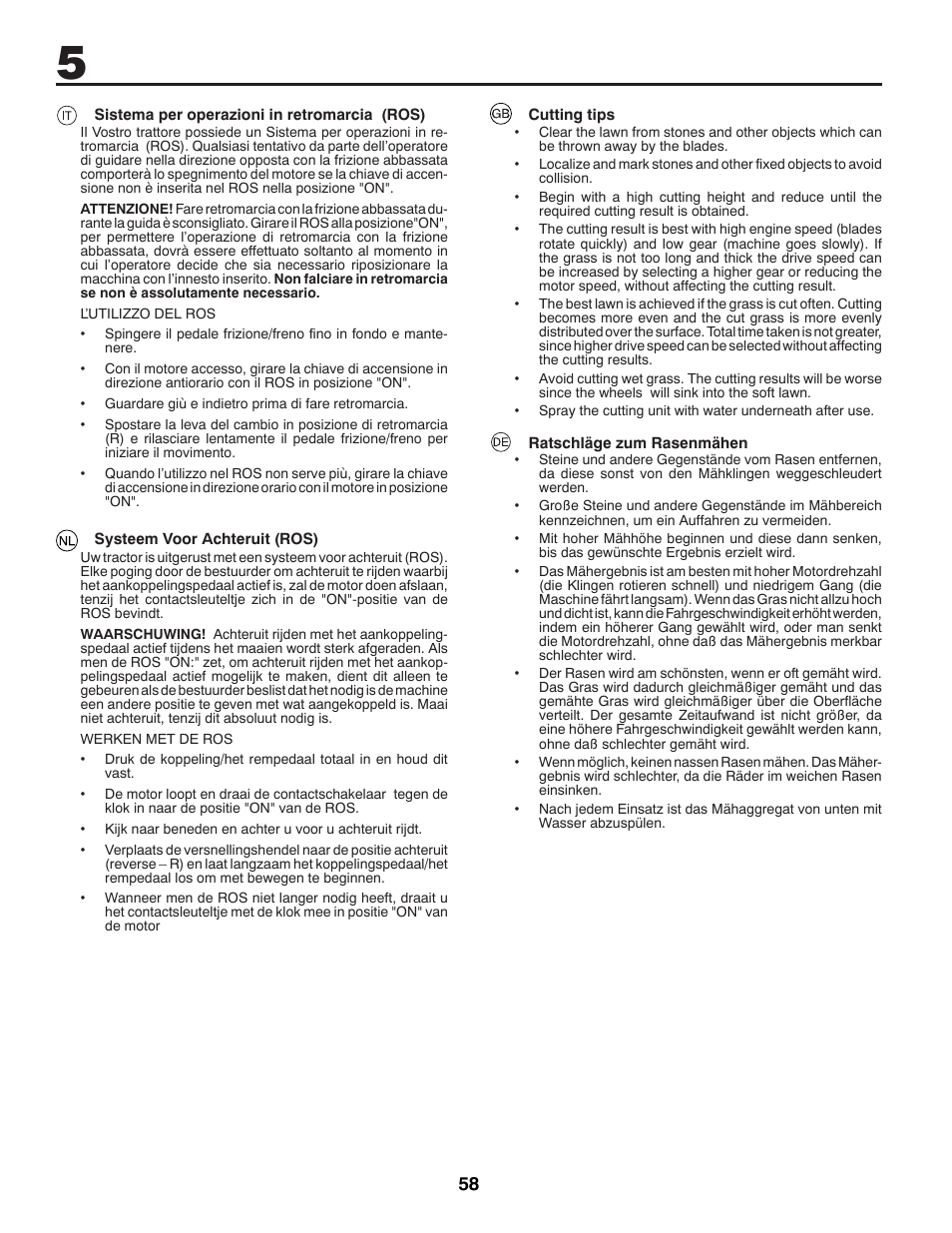 McCulloch 96041012300 User Manual | Page 58 / 96