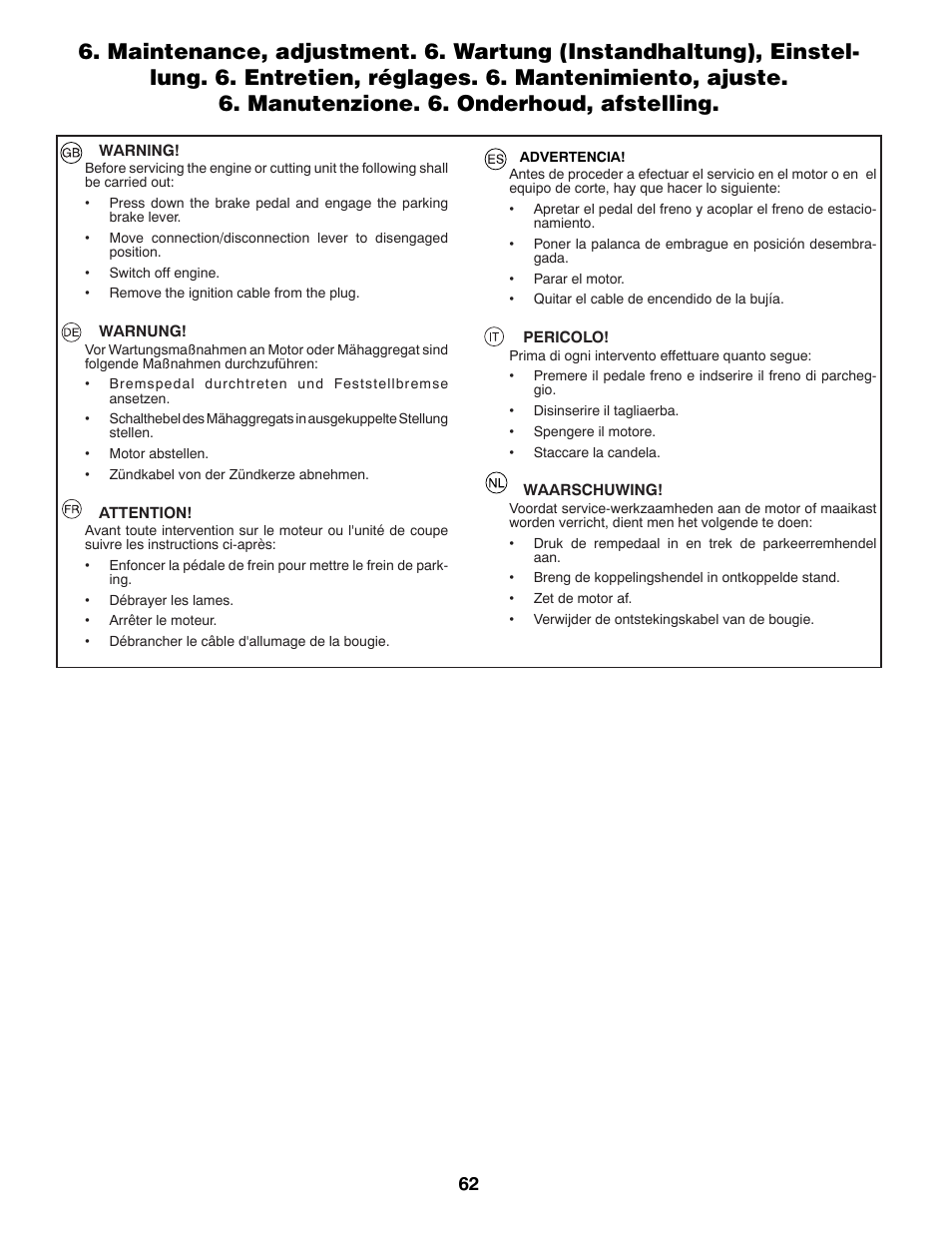 McCulloch 96041012300 User Manual | Page 62 / 96