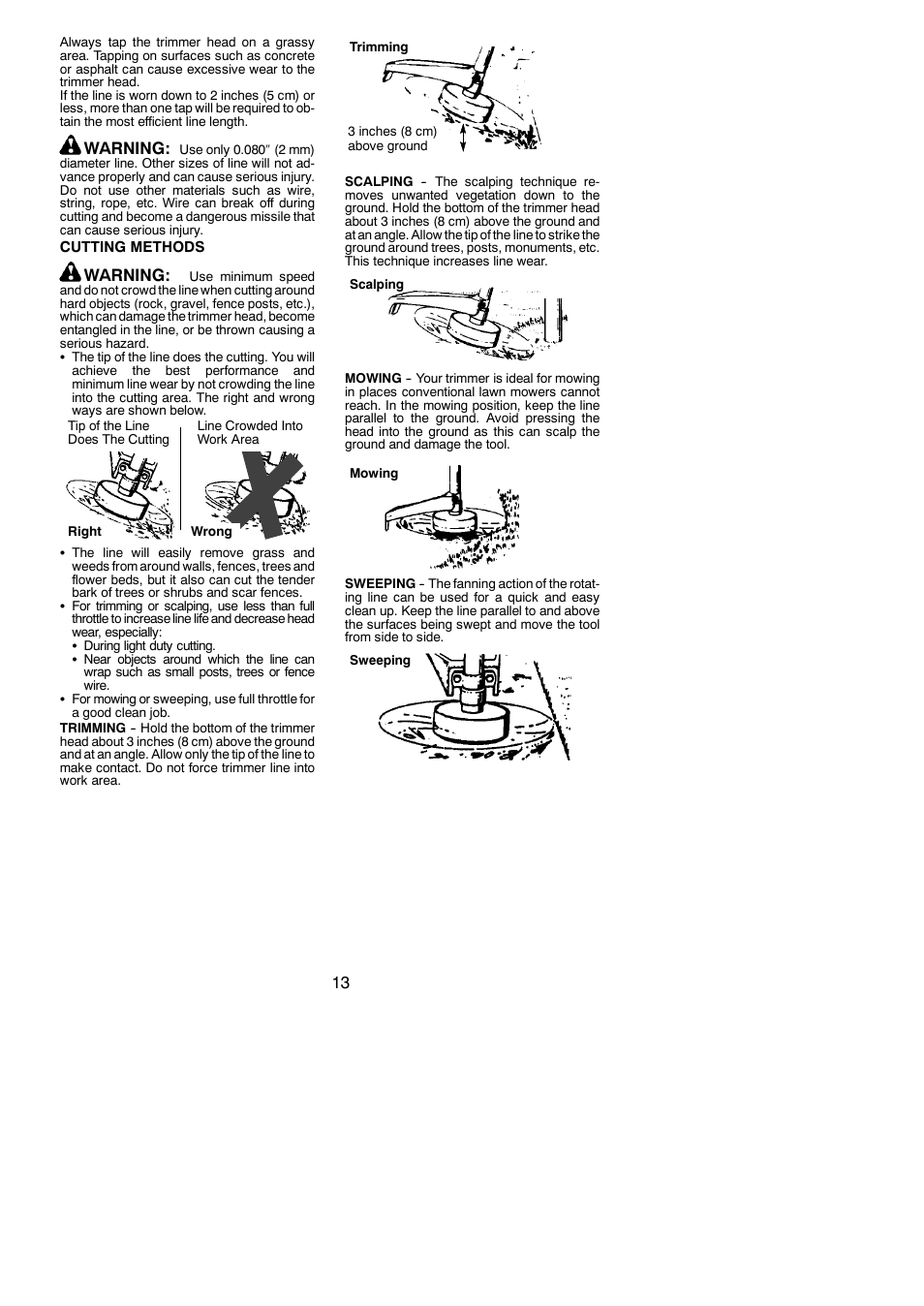 Warning | McCulloch MC025 User Manual | Page 13 / 20