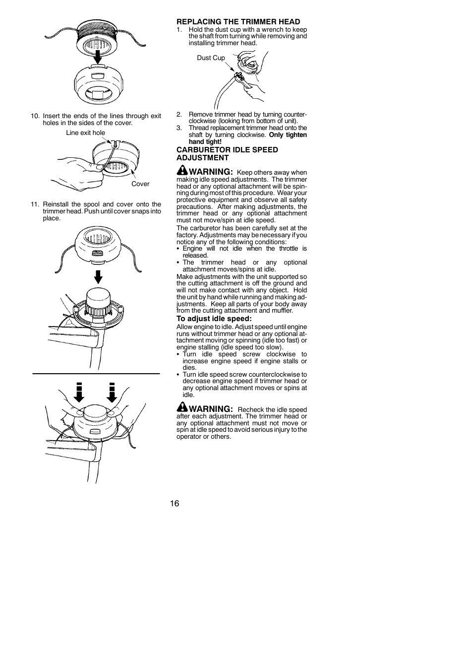 Warning | McCulloch MC025 User Manual | Page 16 / 20
