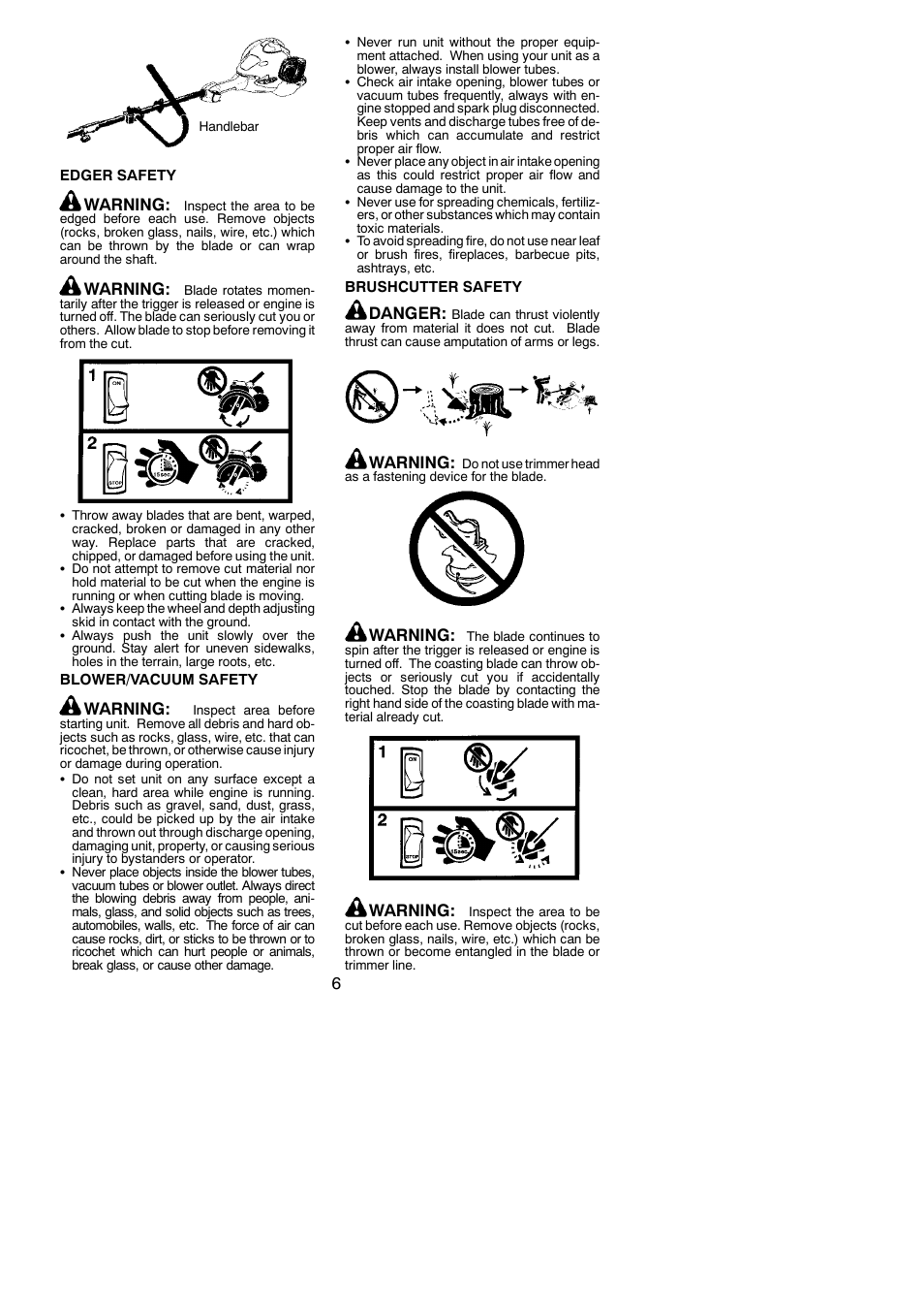 Warning, Danger | McCulloch MC025 User Manual | Page 6 / 20