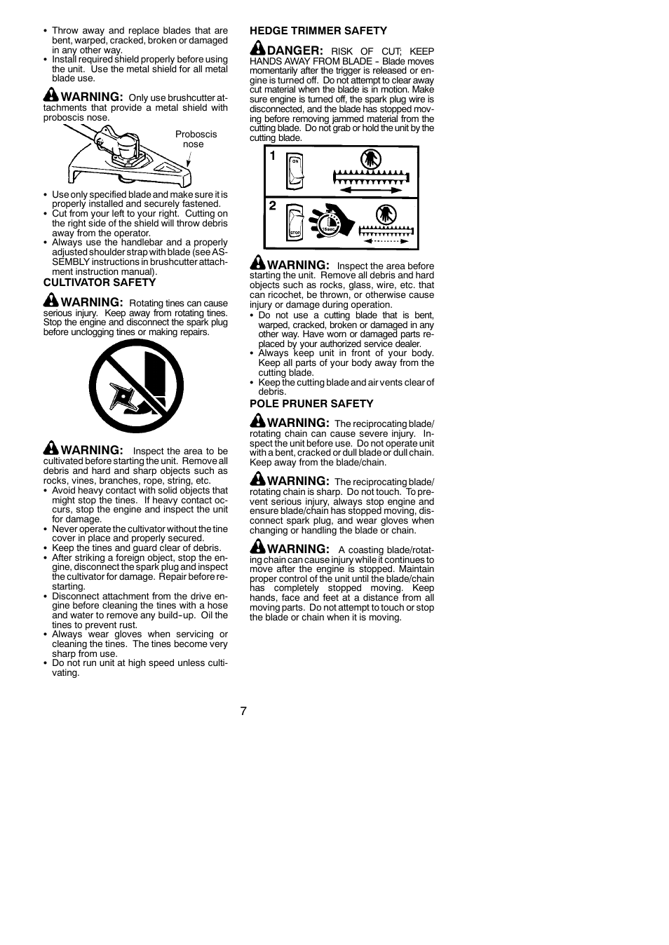Warning, Danger | McCulloch MC025 User Manual | Page 7 / 20