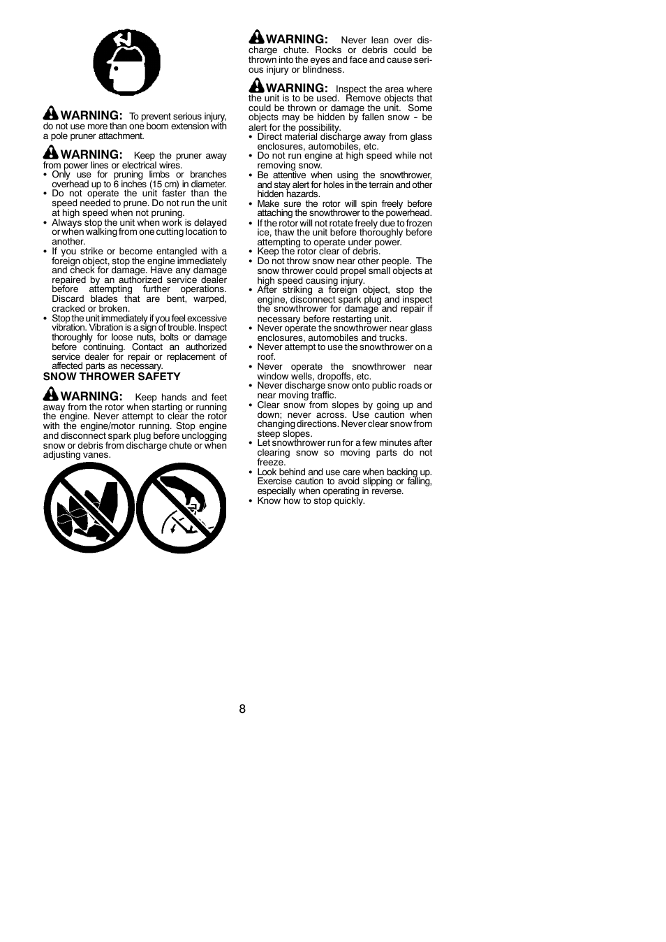 8warning, Warning | McCulloch MC125 User Manual | Page 8 / 19