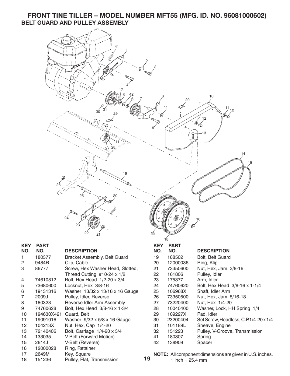 Belt guard and pulley assembly | McCulloch MFT55 User Manual | Page 19 / 24