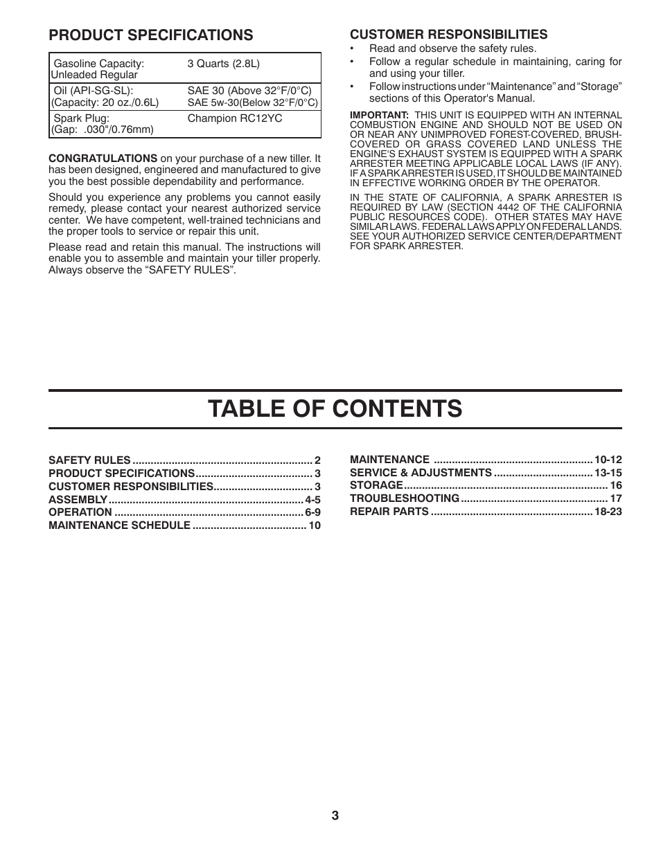 McCulloch MFT55 User Manual | Page 3 / 24