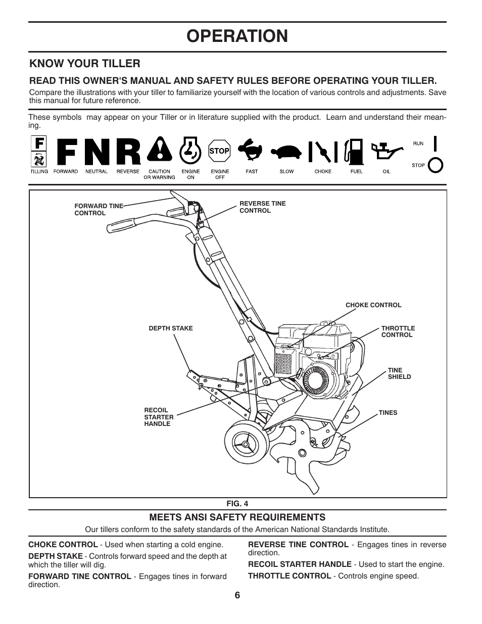 Operation, Know your tiller | McCulloch MFT55 User Manual | Page 6 / 24