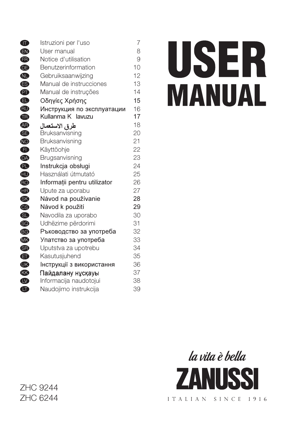 Zanussi ZHC 6244 User Manual | 40 pages