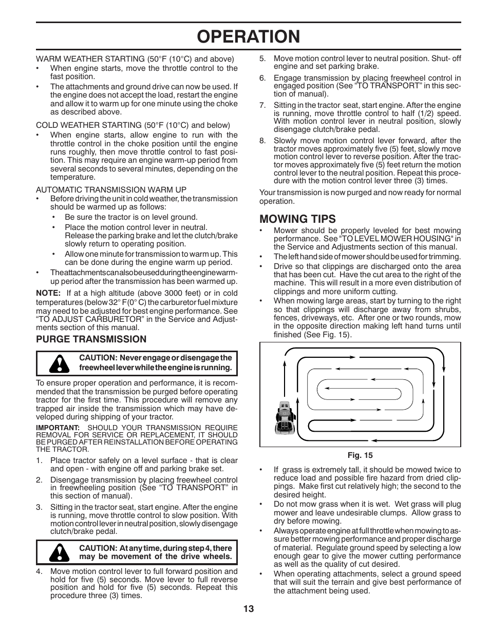 Operation, Mowing tips | McCulloch 96041018001 User Manual | Page 13 / 28