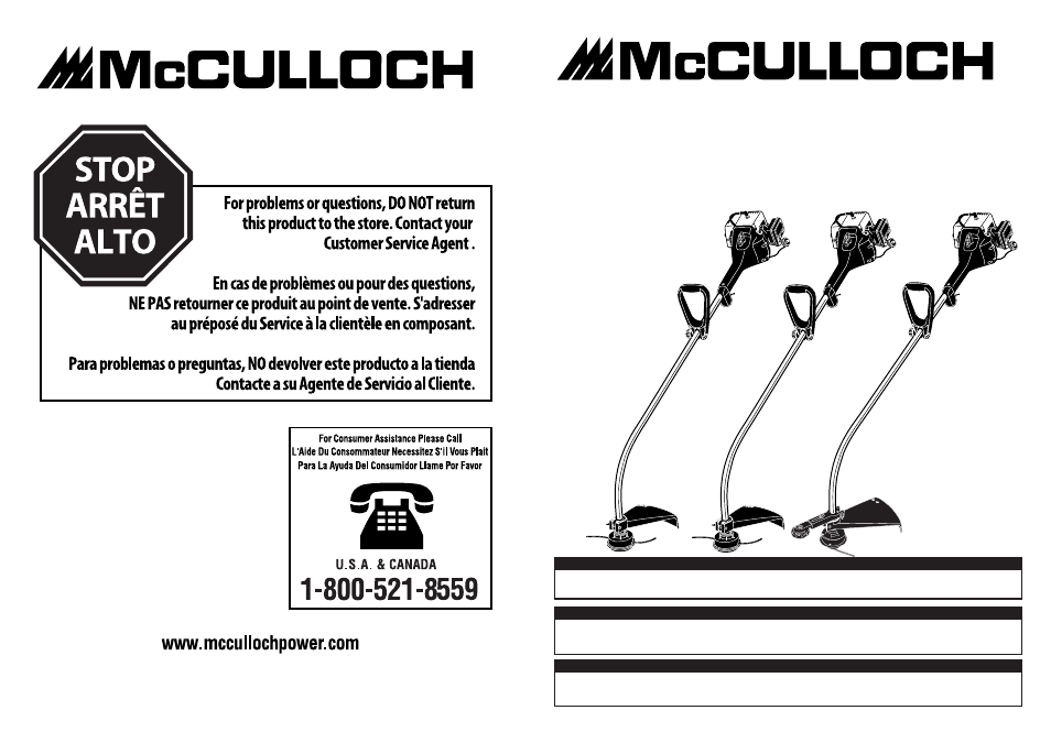 User manual, Manuel de utilisation, Manual del usuario | McCulloch MT3310 User Manual | Page 32 / 32