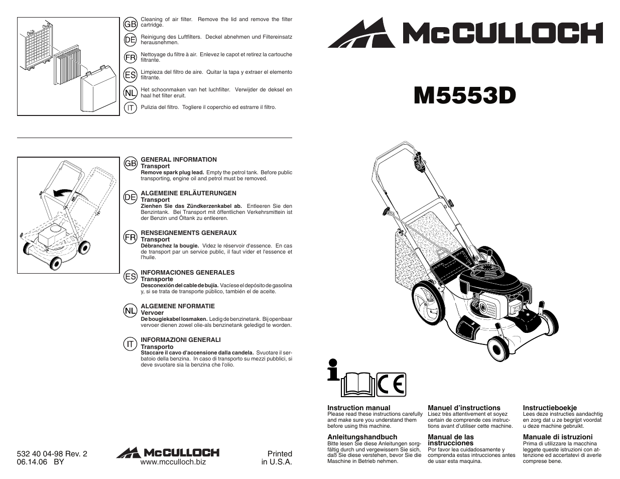 McCulloch M5553D User Manual | 10 pages