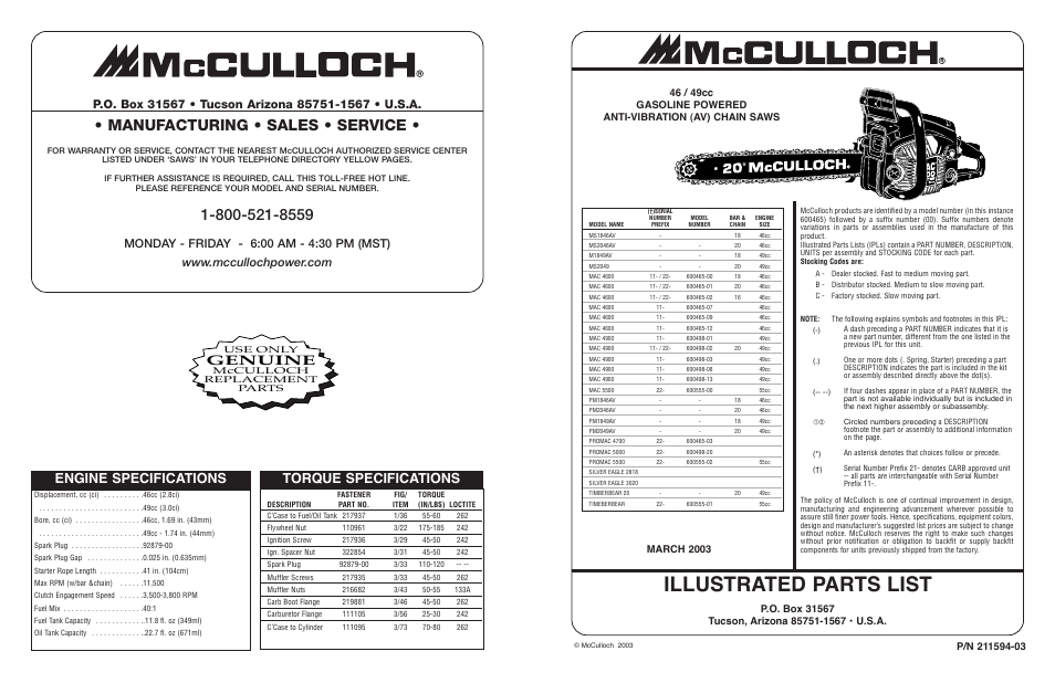 McCulloch ELP-3000 User Manual | 8 pages